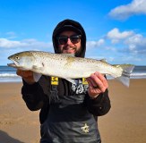 Team Vass 220 best waterproof bib brace trousers. Sea trout fishing