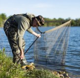 Vass Camo Chest Waders Fishing Man with net