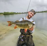 Vass Breathable Chest Waders Man Standing in Lake Fishing